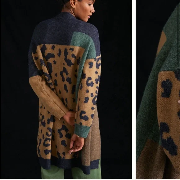 Anthropologie Mixed Print Animal Duster Cardigan - Picture 2 of 6